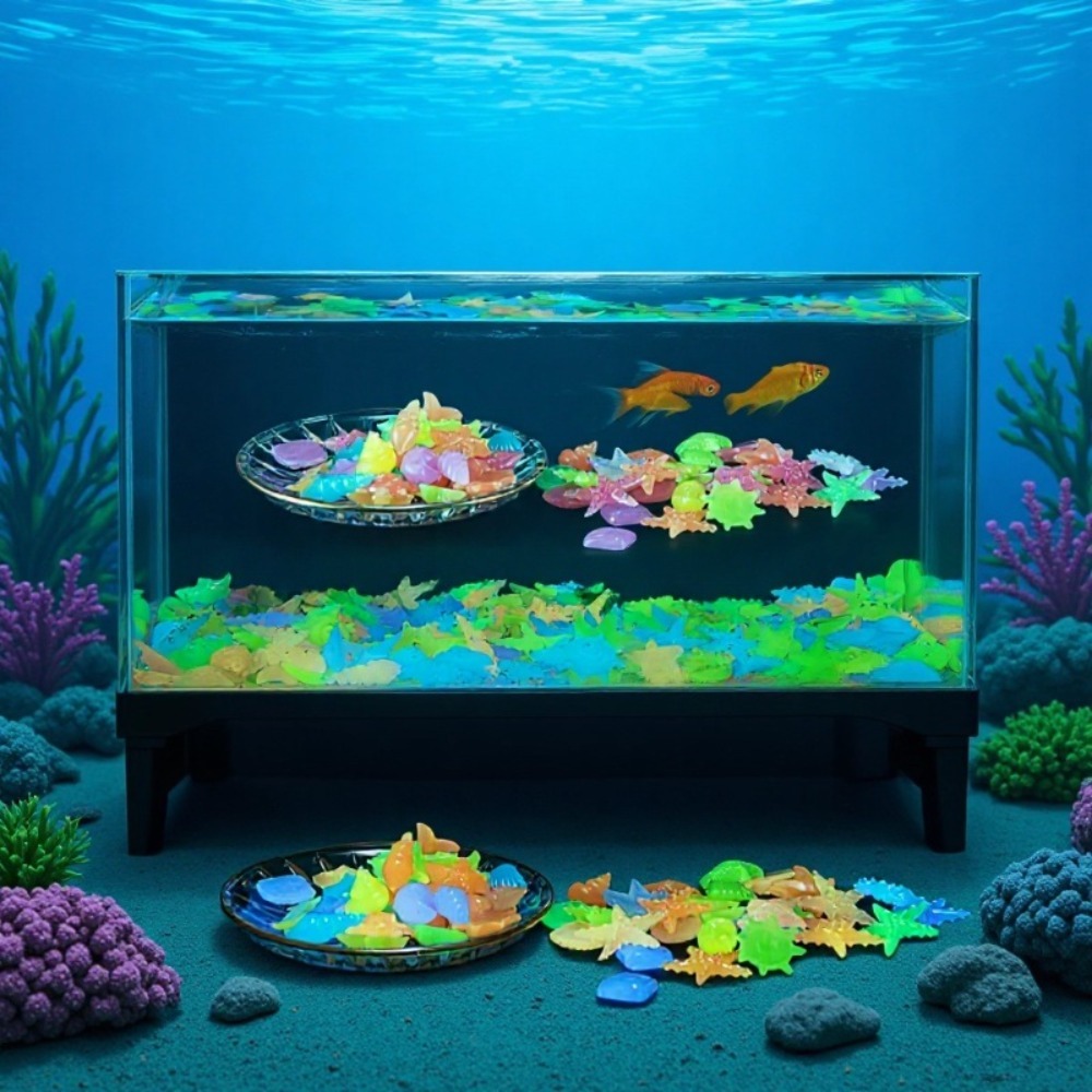 Aquarium Fish Quarantine - Pietre oceaniche luminose fluorescenti, conchiglie fluorescenti,