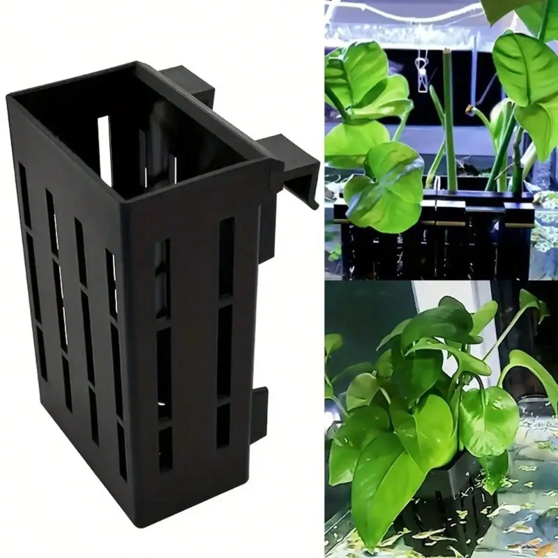Aquarium Fish Black - Supporto per Piante d'Acquario, Cestello in